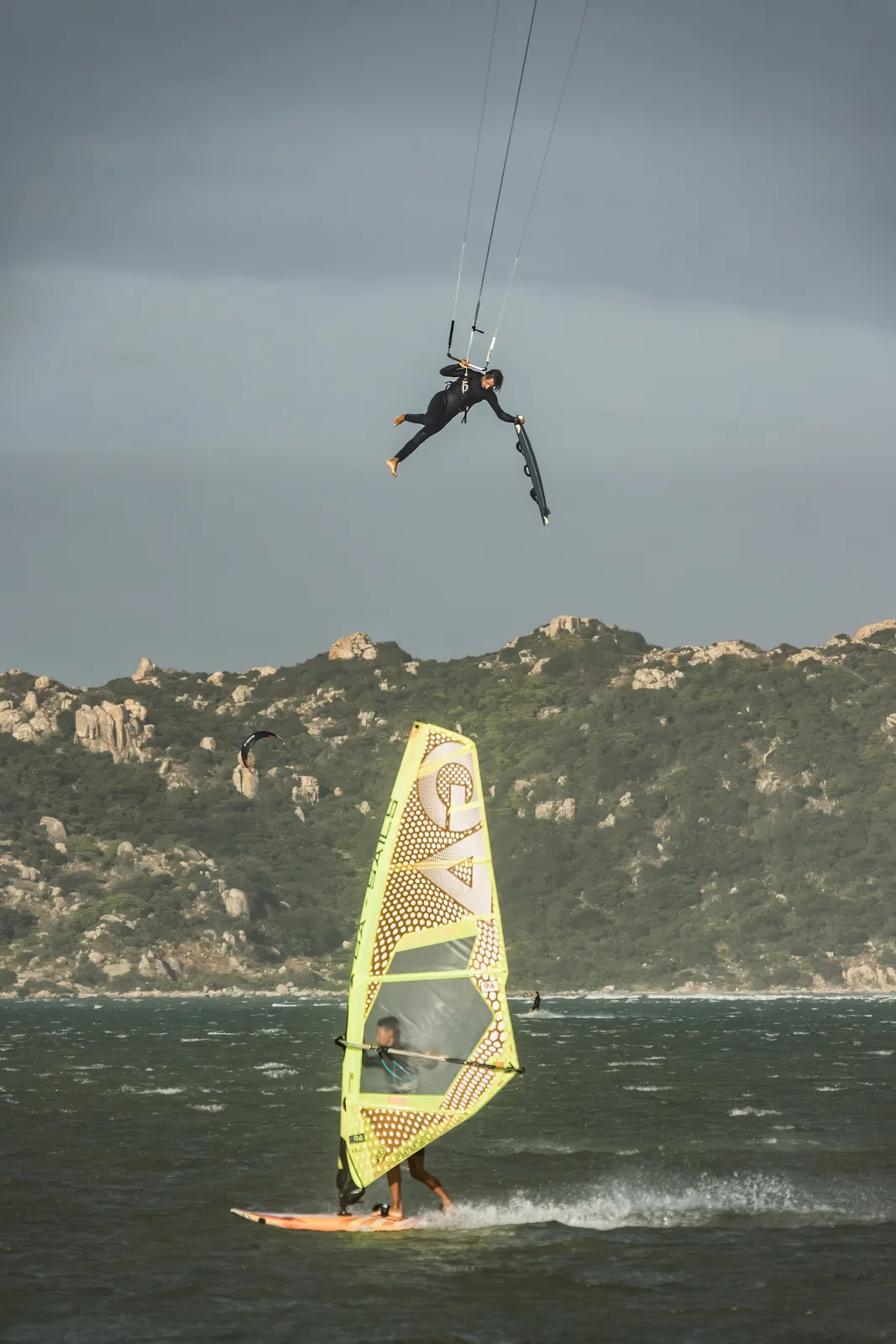 Wojciech Stopa performing a board-off jump in Vietnam